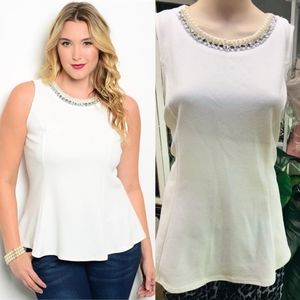 🆕️Off White Crystal Embellished Plus Size Top